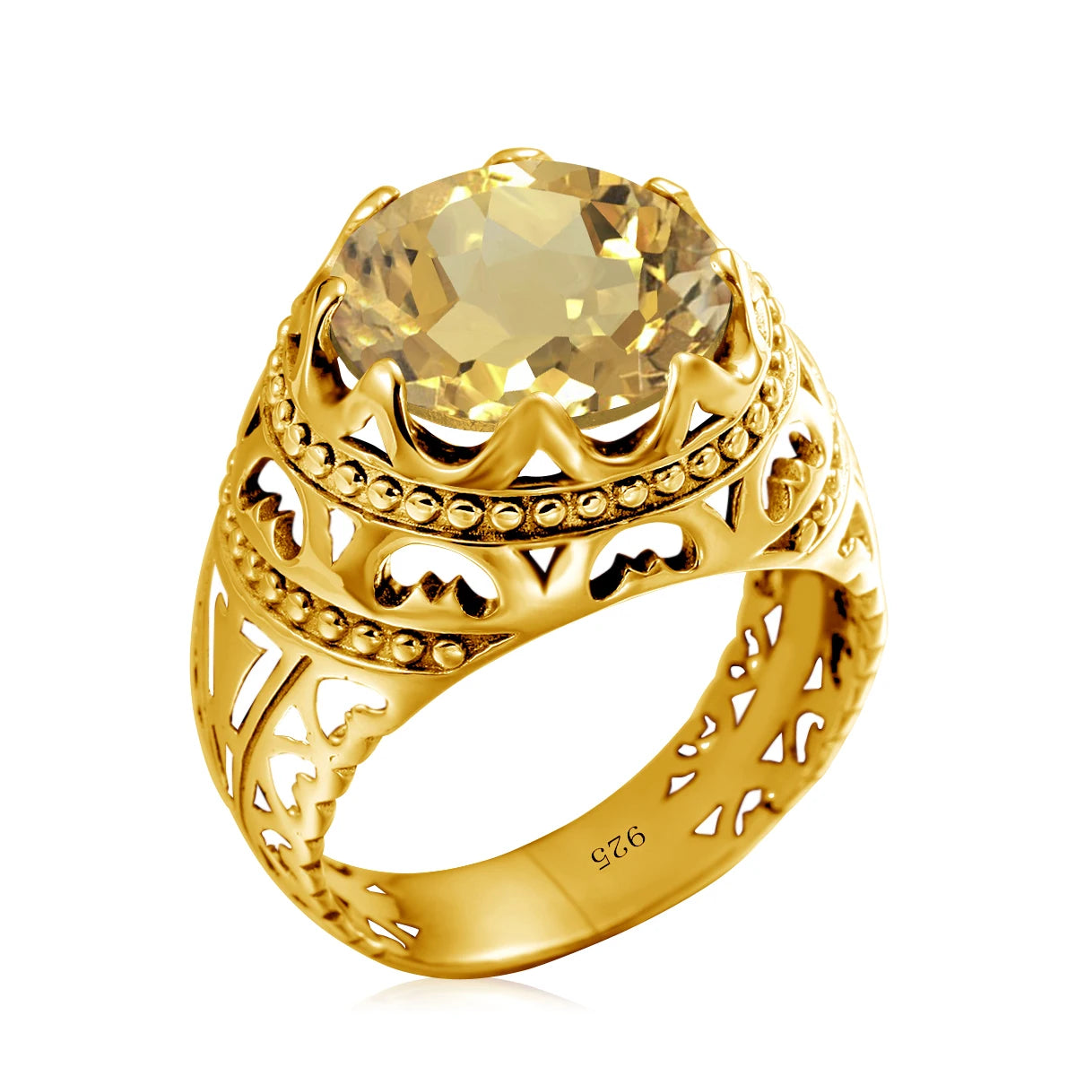 Dazzle Dime® Vintage Mystic Topaz Ring for Men | Genuine 925 Sterling Silver Round Cut Gemstone