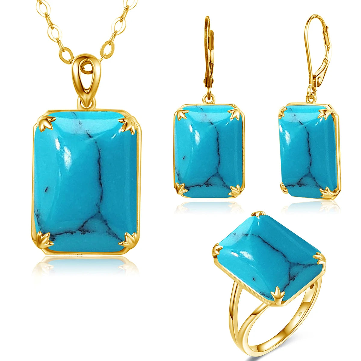 Dazzle Dime® Vintage Ruby Jewelry Set – 925 Sterling Silver Gold-Plated Necklace, Earrings, and Ring