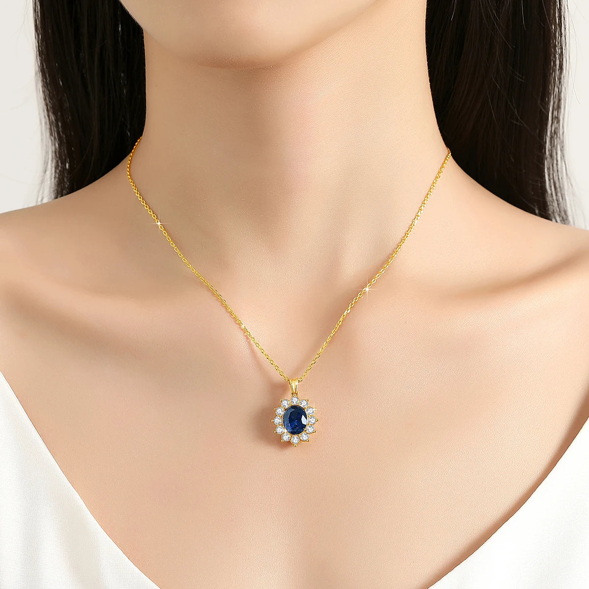 Dazzle Dime® 18K Gold Sapphire Pendant | Inspired by Princess Diana’s Iconic Necklace