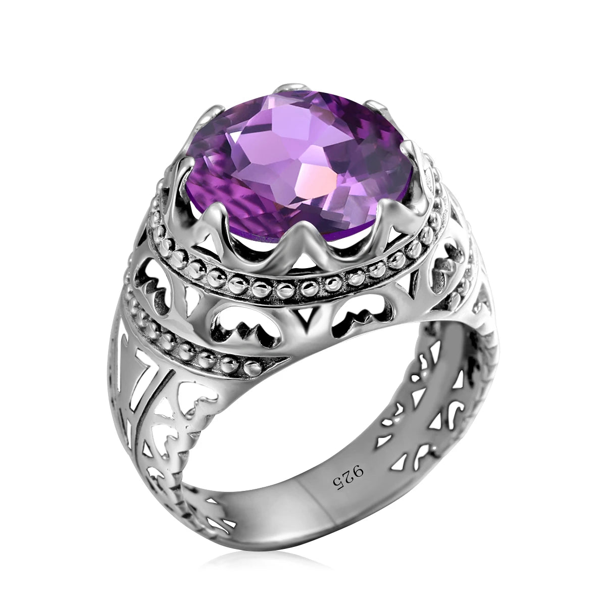 Dazzle Dime® Vintage Mystic Topaz Ring for Men | Genuine 925 Sterling Silver Round Cut Gemstone