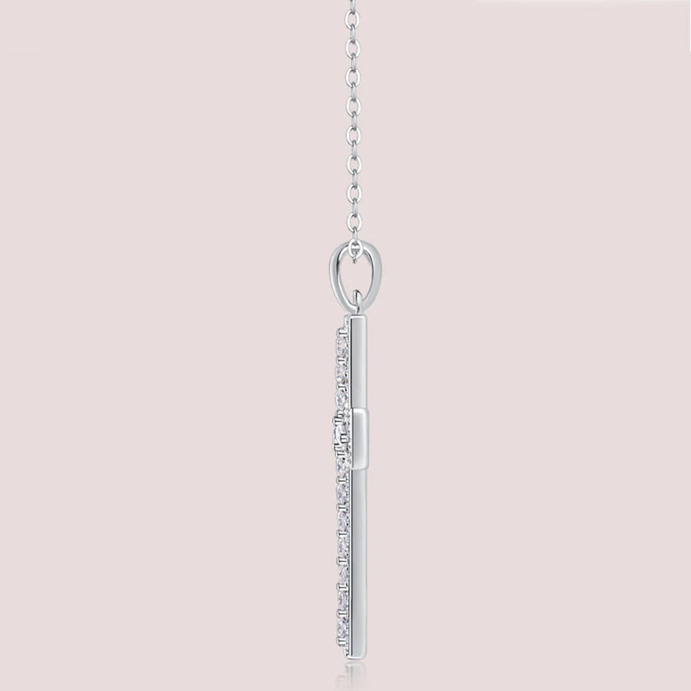 Dazzle Dime® D Color Moissanite Cross Necklace for Women – GRA Certified S925 Sterling Silver Jesus Pendant, 18K Gold Plated