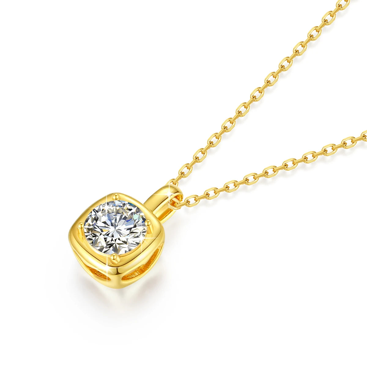 Dazzle Dime® 14K Gold Moissanite Necklace | 1CT Round Brilliant Pendant | Fine Jewelry for Women