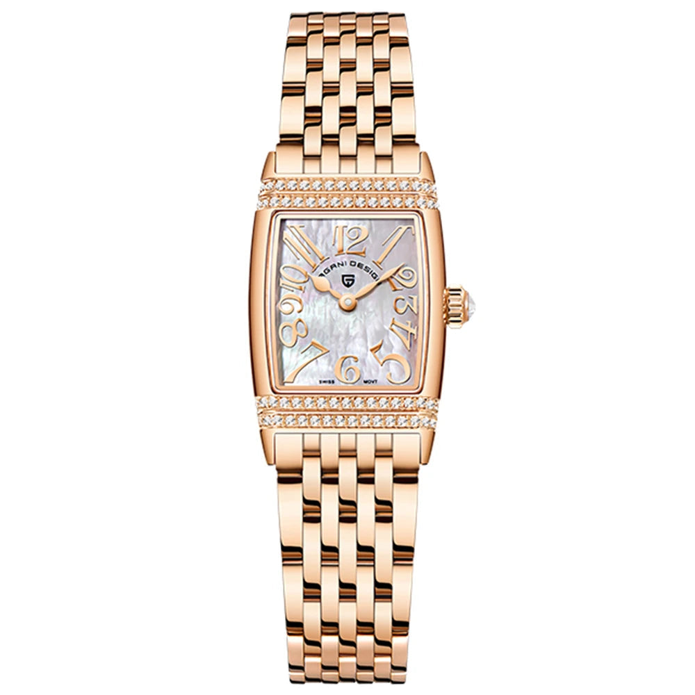 Women's Sapphire Crystal Quartz Watch, Luxury Accessories, Waterproof up to 50 Meters, Stainless Steel, 22Mm