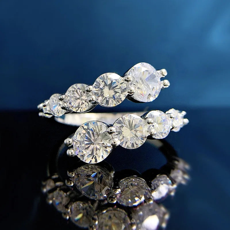 Moissanite Rings Sparkling Diamond Wedding Band & Anniversary Engagement Ring in 925 Sterling Silver 3.26ct