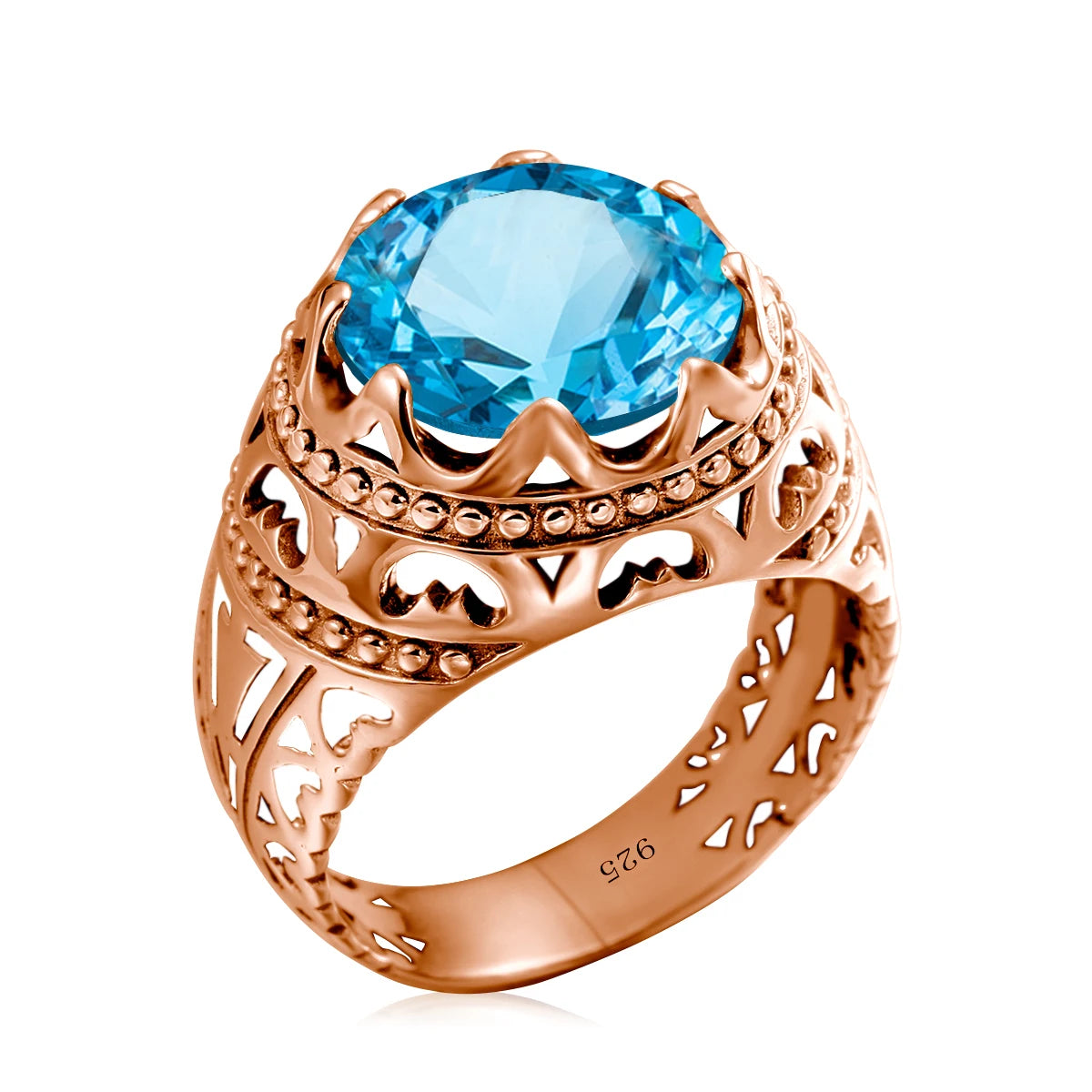 Dazzle Dime® Vintage Mystic Topaz Ring for Men | Genuine 925 Sterling Silver Round Cut Gemstone