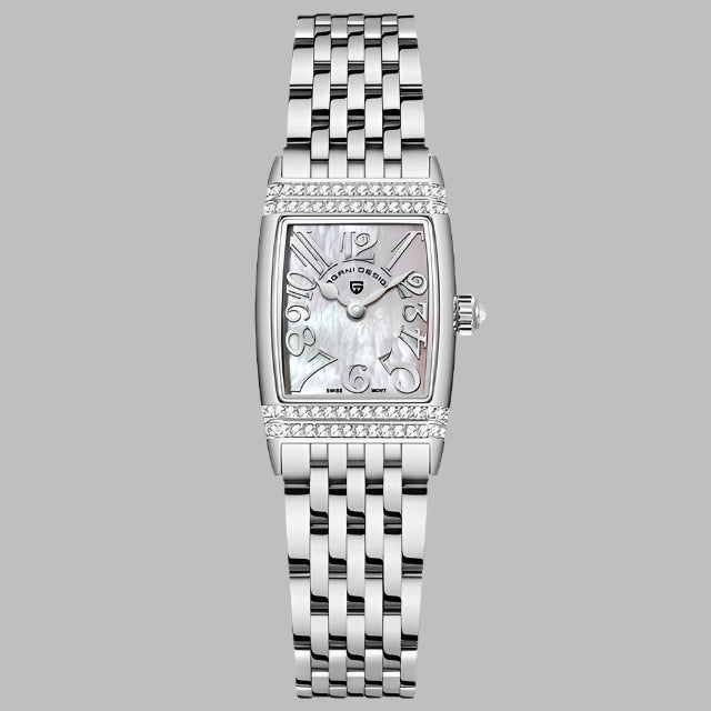 Women's Sapphire Crystal Quartz Watch, Luxury Accessories, Waterproof up to 50 Meters, Stainless Steel, 22Mm