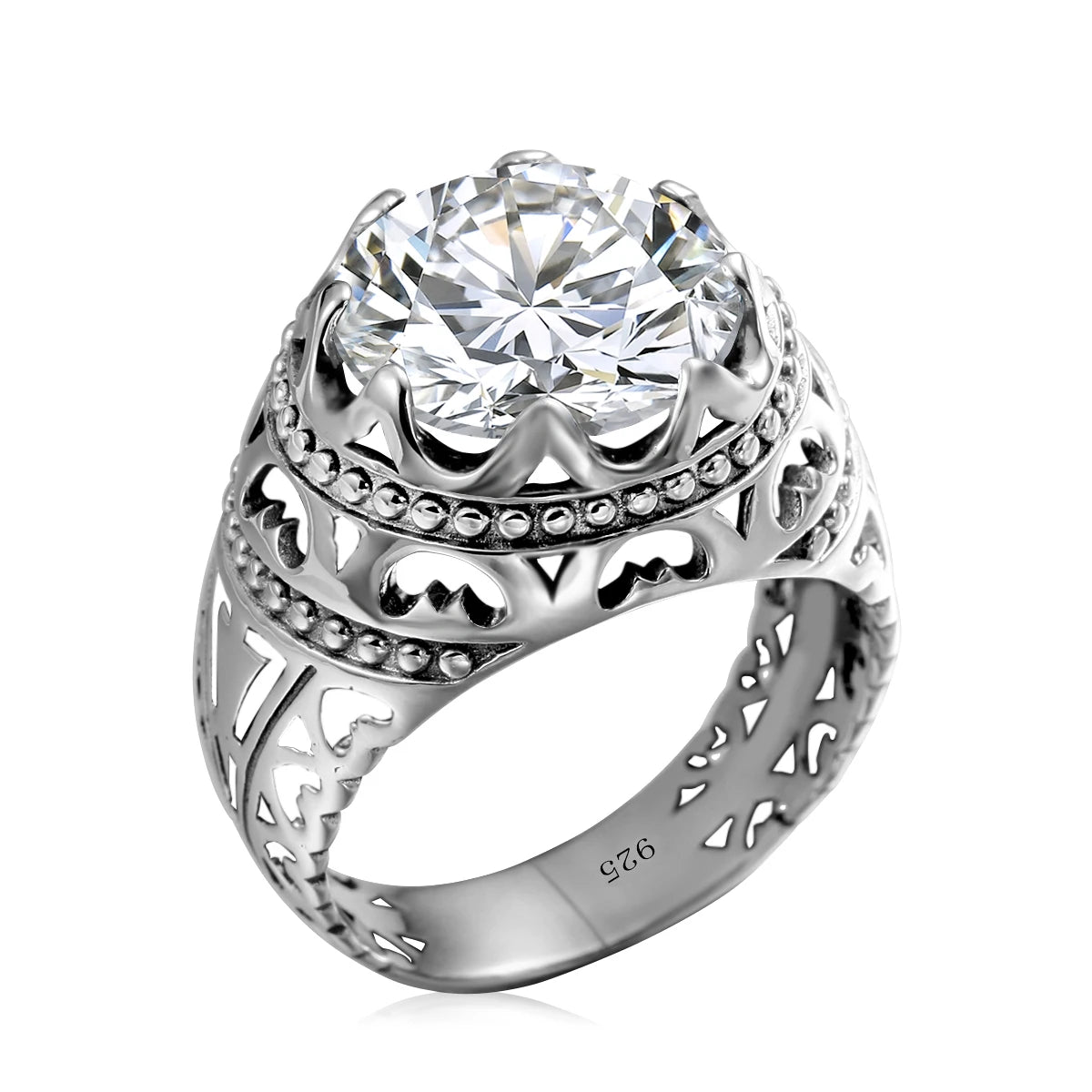 Dazzle Dime® Vintage Mystic Topaz Ring for Men | Genuine 925 Sterling Silver Round Cut Gemstone