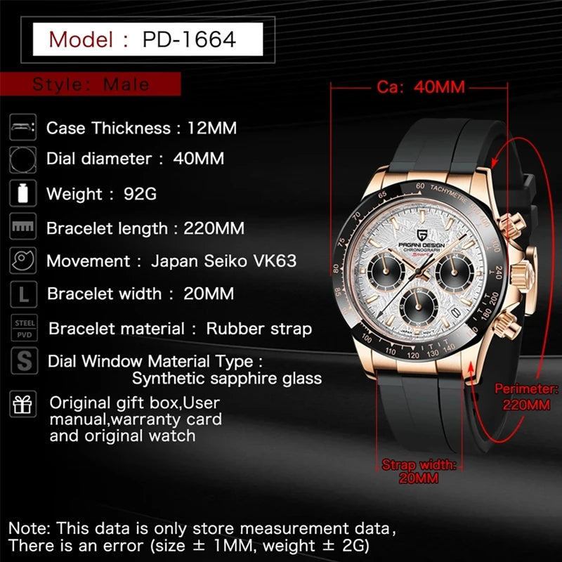 40MM V2 Men’s Retro Chronograph Quartz Watch – Sapphire Stainless Steel Waterproof Design