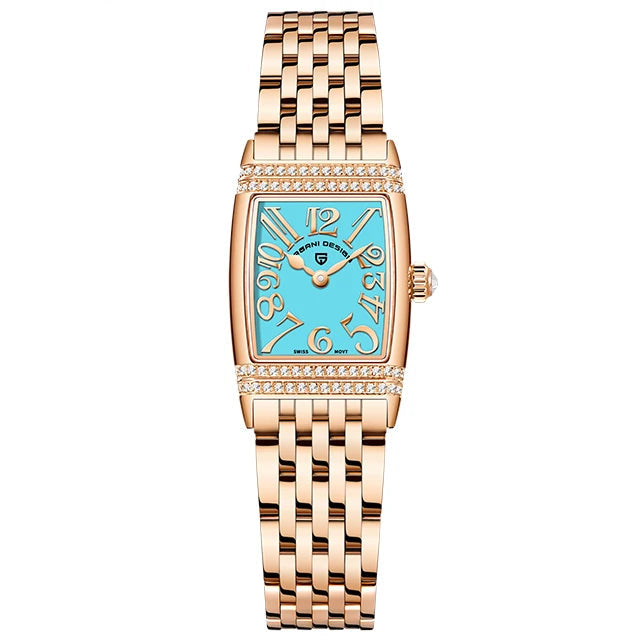 Women's Sapphire Crystal Quartz Watch, Luxury Accessories, Waterproof up to 50 Meters, Stainless Steel, 22Mm