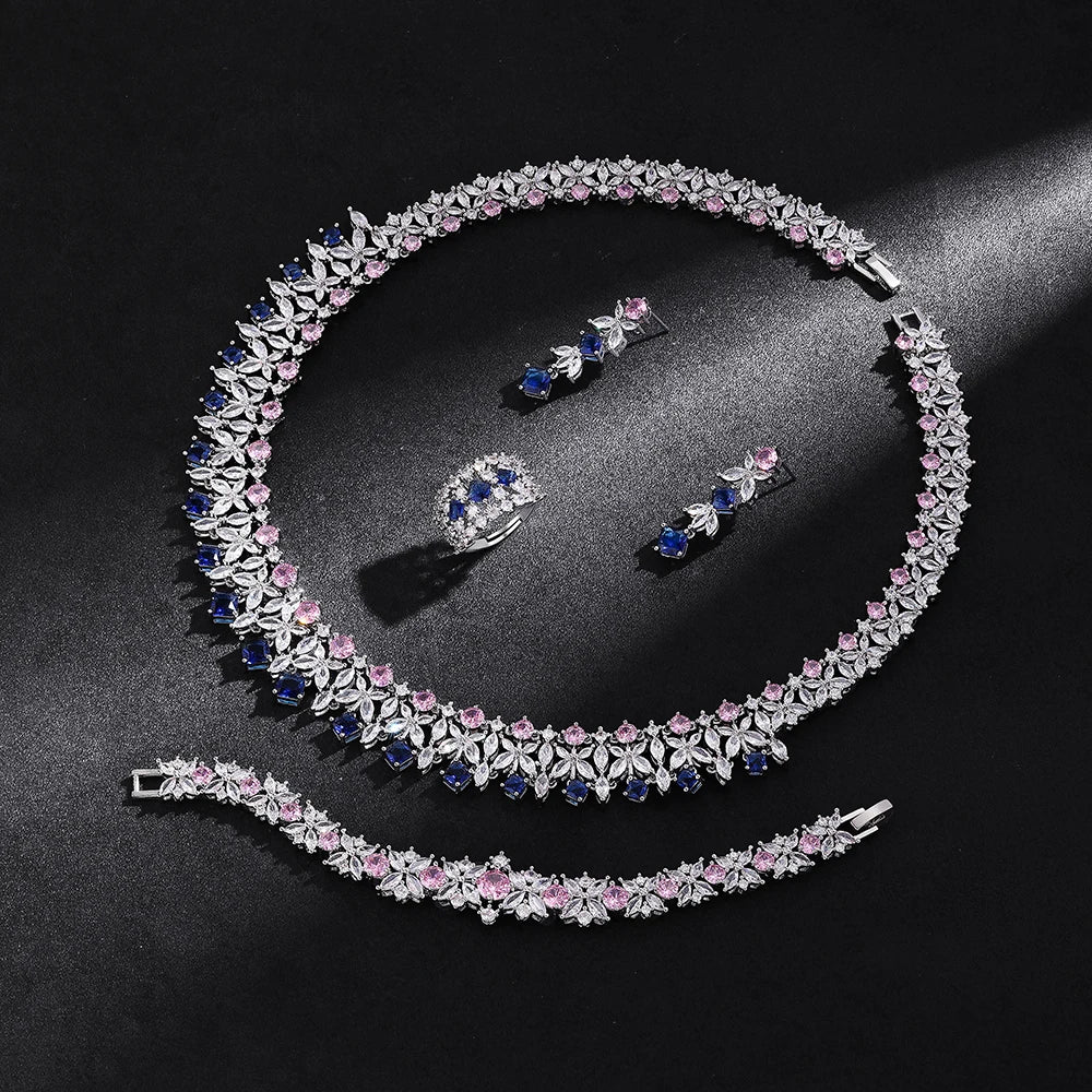 Cubic Zirconia Bridal Wedding Jewelry Set, Asian & African Crystal Wedding Jewelry Set - 4-Piece Ring