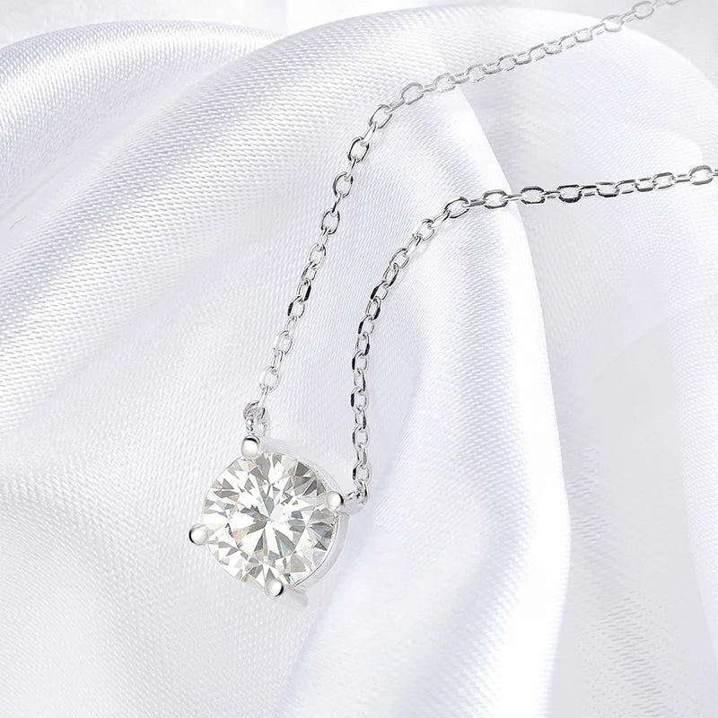 White Gold Plated 1-10CT Moissanite Necklace for Women Classic Four Claws Pendant Wedding Jewelry 925 Sterling Silver GRA