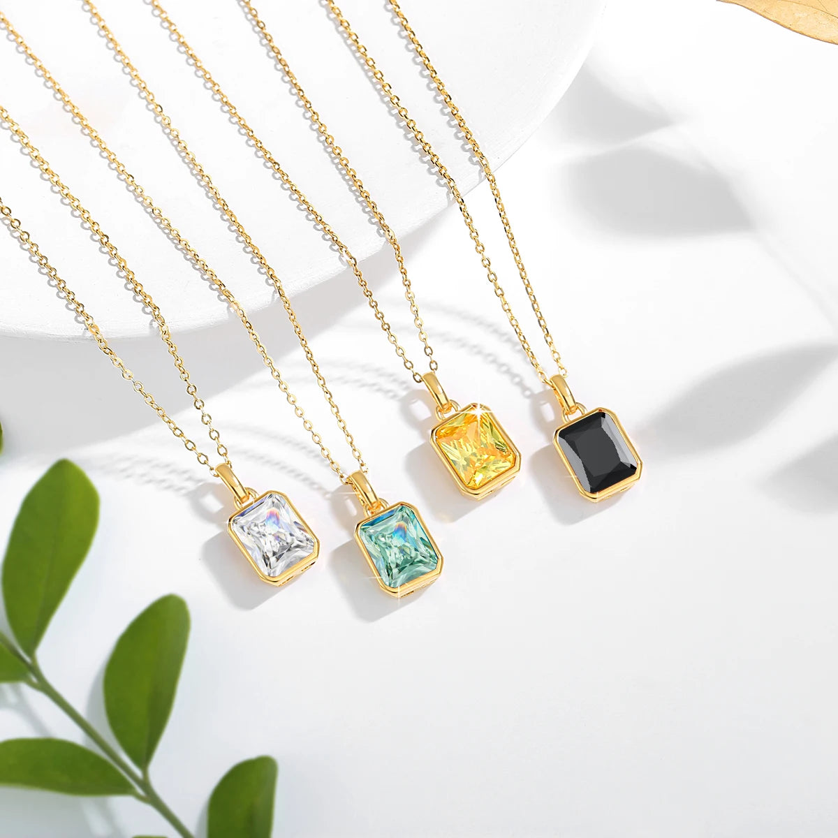 Dazzle Dime® 18K Solid Gold Moissanite Pendant Necklace | 8x10mm Colored Gemstone | Fine Jewelry for Women | Anniversary & Valentine’s Day Gift