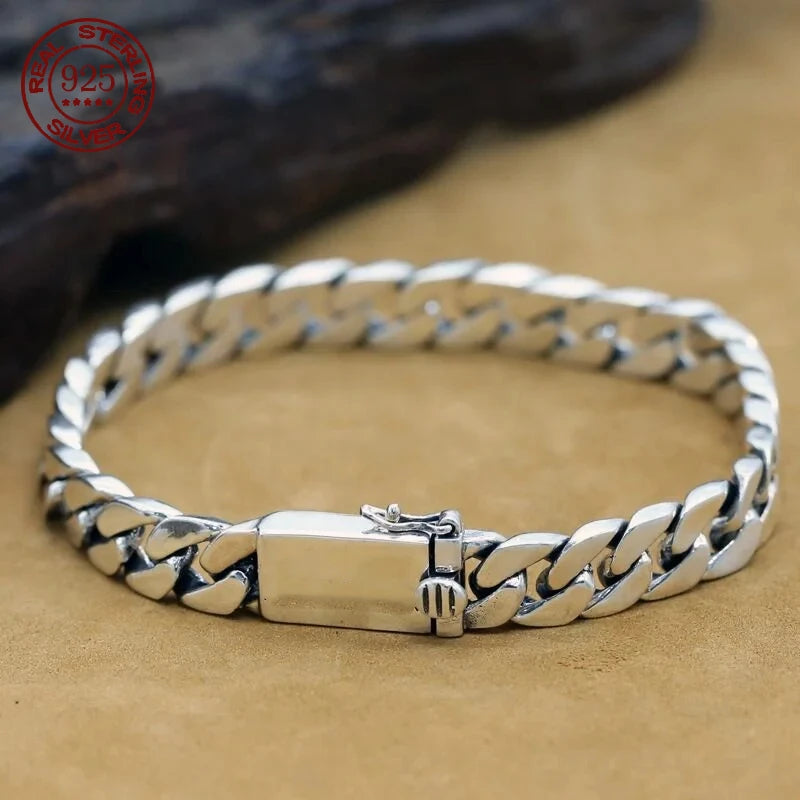 Dazzle Dime Certified and Hallmarked 925 Sterling Silver Bracelet 8MM Punk Never Fades