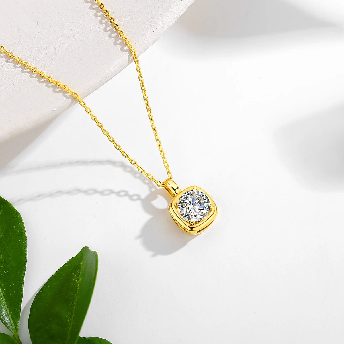 Dazzle Dime® 14K Gold Moissanite Necklace | 1CT Round Brilliant Pendant | Fine Jewelry for Women