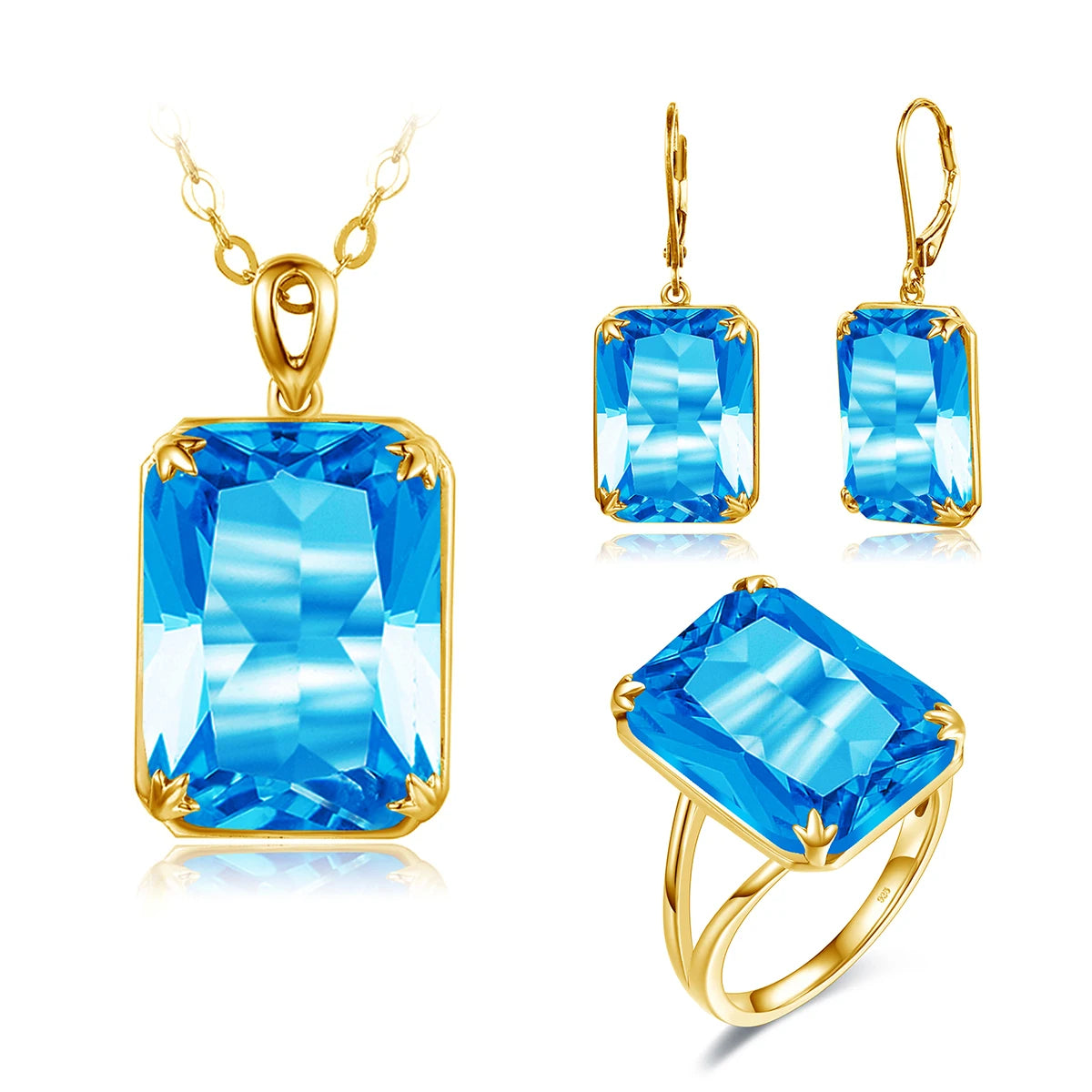 Dazzle Dime® Vintage Ruby Jewelry Set – 925 Sterling Silver Gold-Plated Necklace, Earrings, and Ring