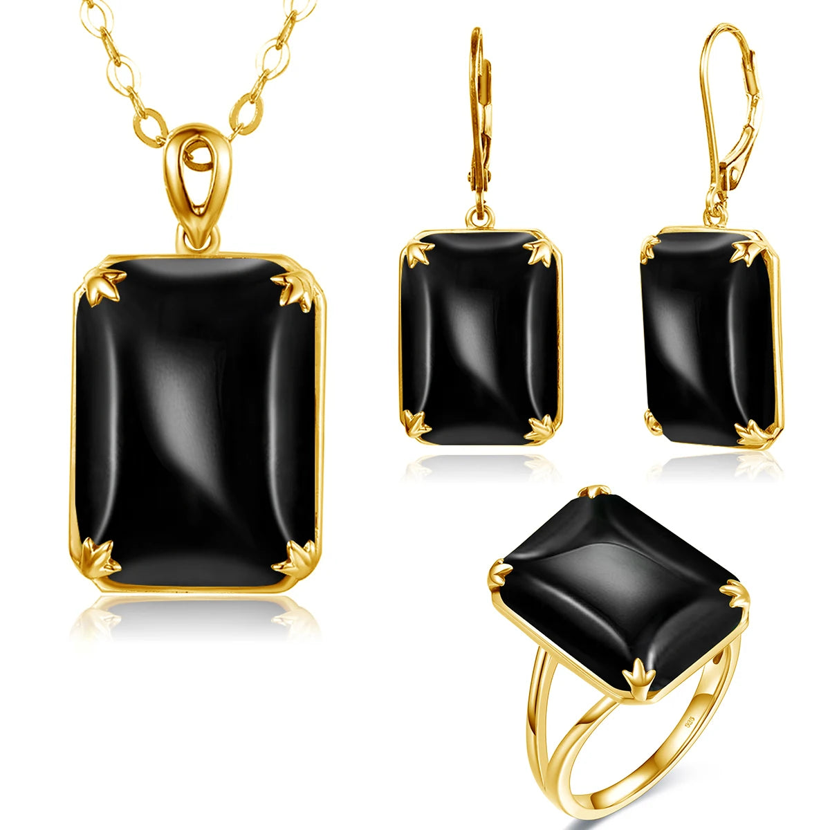 Dazzle Dime® Vintage Ruby Jewelry Set – 925 Sterling Silver Gold-Plated Necklace, Earrings, and Ring