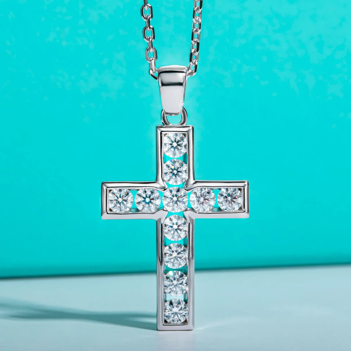 Dazzle Dime® 3.5MM 2.2CT D Color Moissanite Cross Pendant Necklace | 925 Sterling Silver