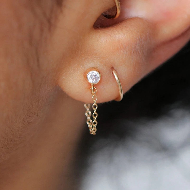 Gold Filled Chain Wrap Earrings – Handmade Minimalist Korean Jewelry for Women