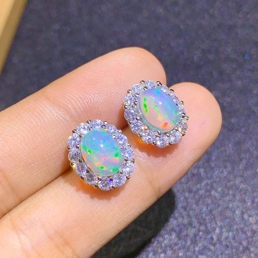 925 Silver Opal Studs