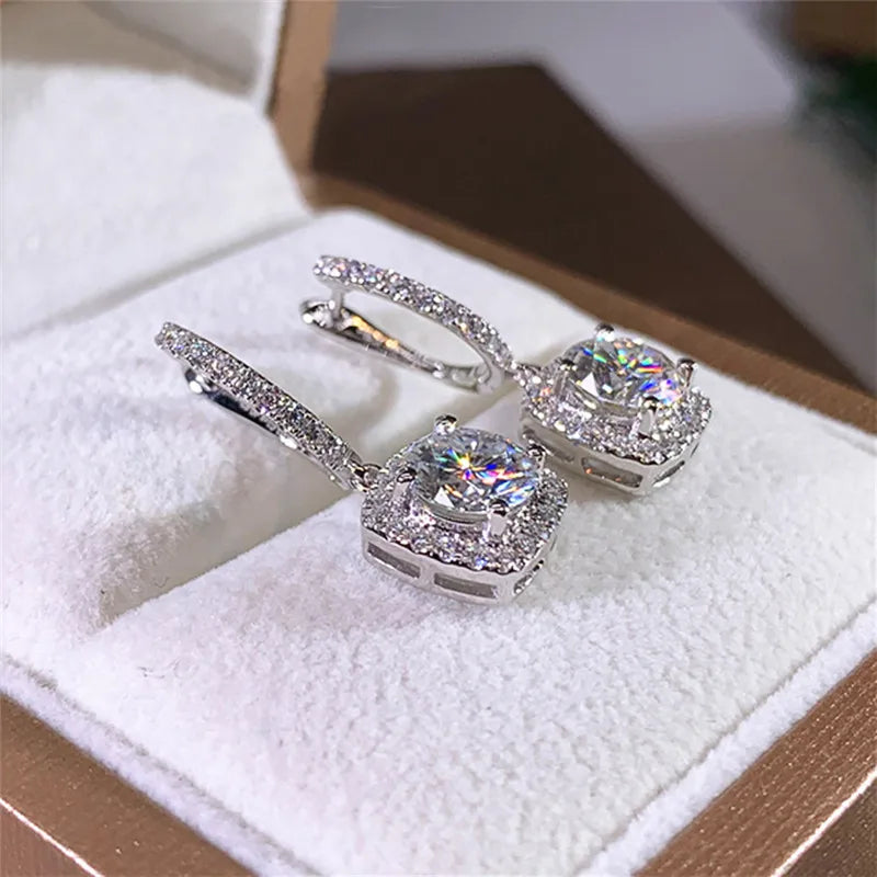 Dazzle Dime D Moissanite 3Ct Earrings in 925 Sterling Silver – Certified Moissanite Hoop, Drop, and Huggie Styles