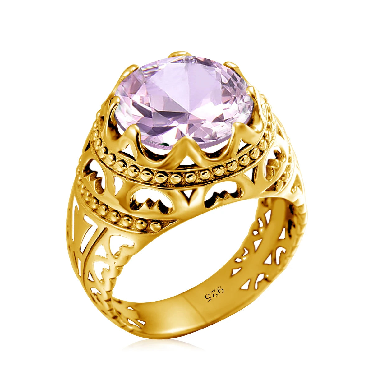 Dazzle Dime® Vintage Mystic Topaz Ring for Men | Genuine 925 Sterling Silver Round Cut Gemstone