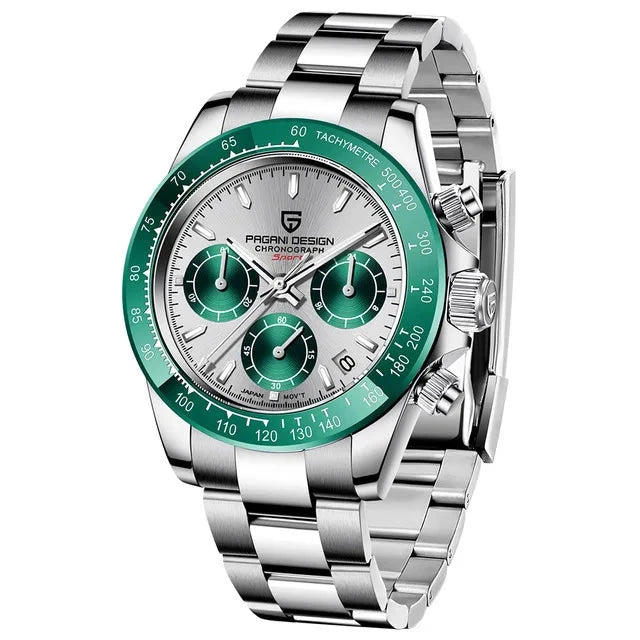 40MM V2 Men’s Retro Chronograph Quartz Watch – Sapphire Stainless Steel Waterproof Design