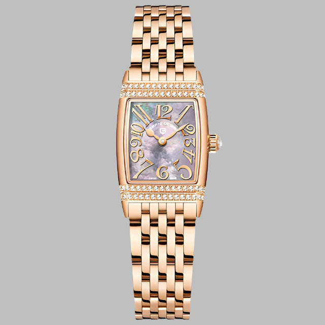 Women's Sapphire Crystal Quartz Watch, Luxury Accessories, Waterproof up to 50 Meters, Stainless Steel, 22Mm