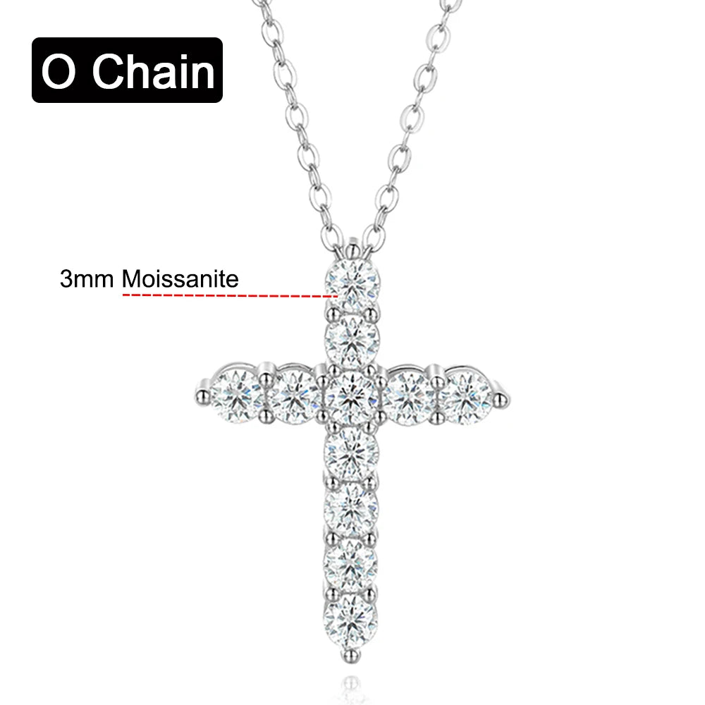Dazzle Dime® D Color Moissanite Cross Necklace for Women – GRA Certified S925 Sterling Silver Jesus Pendant, 18K Gold Plated