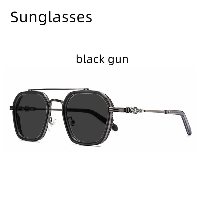 Retro Polygonal Alloy Glasses Frame – Photochromic Eyeglasses & Sunglasses for Men and Women