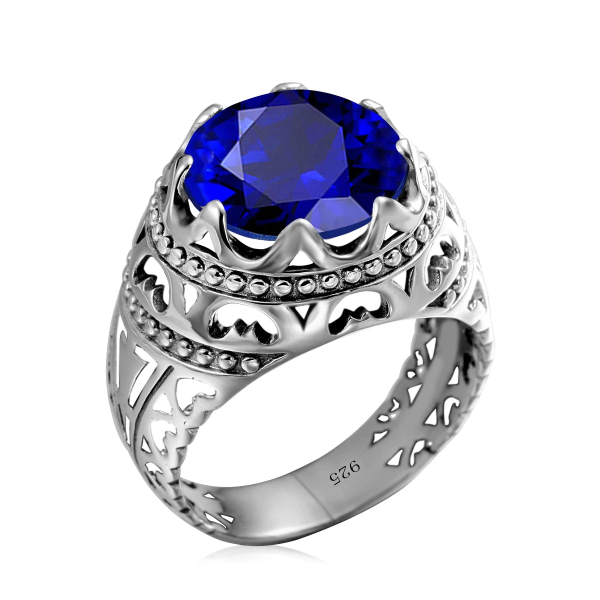 Dazzle Dime® Vintage Mystic Topaz Ring for Men | Genuine 925 Sterling Silver Round Cut Gemstone