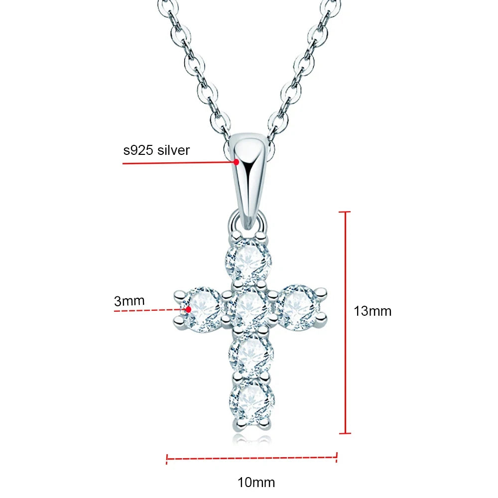 Dazzle Dime® D Color Moissanite Cross Necklace for Women – GRA Certified S925 Sterling Silver Jesus Pendant, 18K Gold Plated
