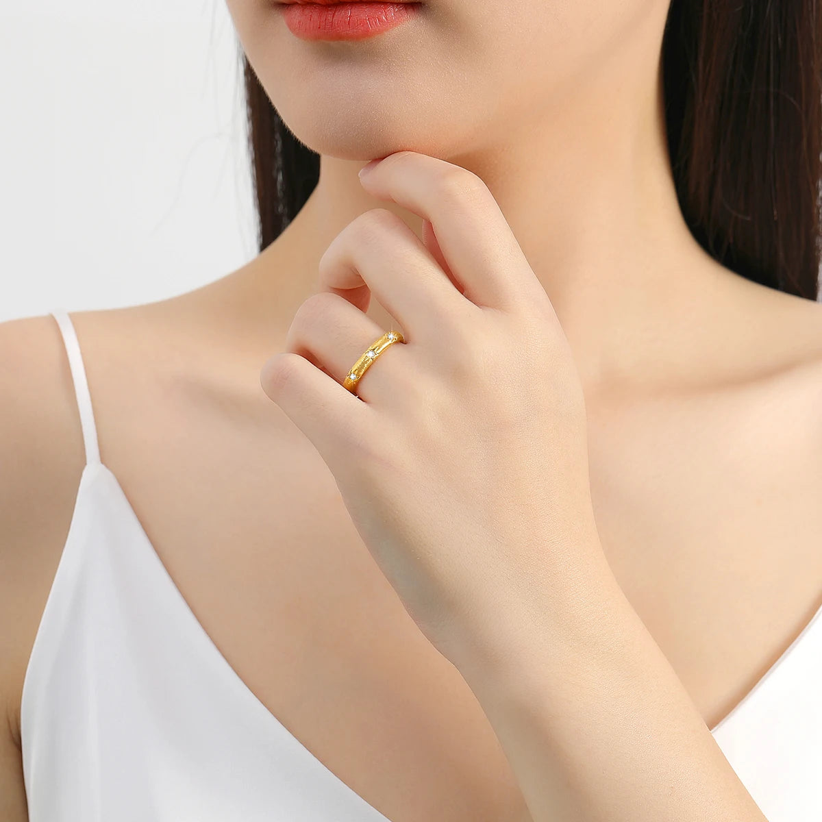 Dazzle Dime® 100% Solid 18K Gold Moissanite Ring | Certified Luxury Designer Jewelry | Wedding & Engagement Gift