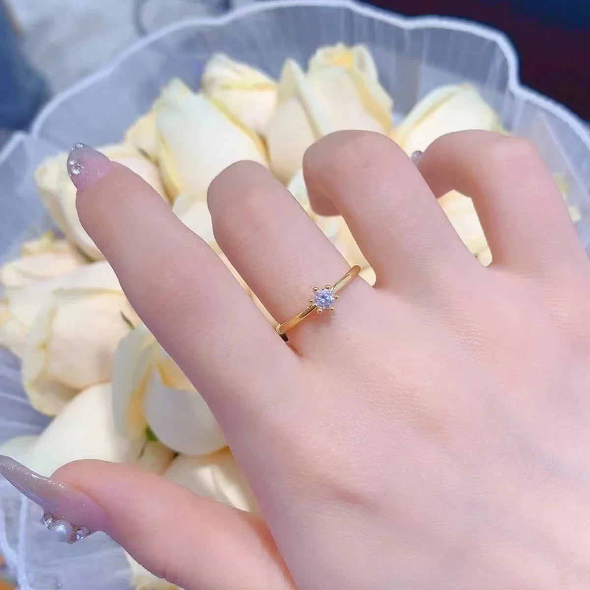 Dazzle Dime® 18K Solid Gold Moissanite Ring | Certified AU750 Fine Jewelry | Wedding, Engagement & Anniversary Gift