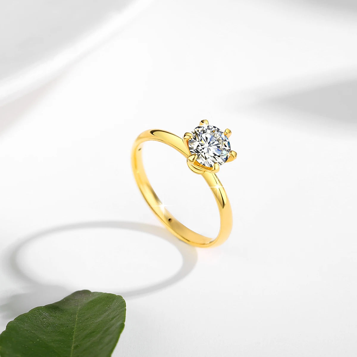 Dazzle Dime® 100% 14K Gold Moissanite Solitaire Ring | AU585 Certified | Elegant Wedding & Engagement Jewelry
