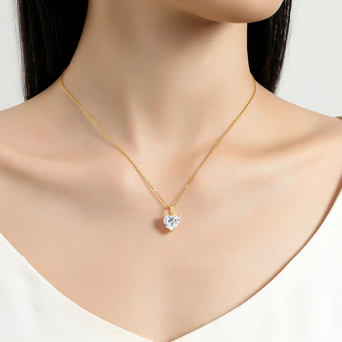 Dazzle Dime® 14K Solid Gold Moissanite Pendant Necklace | Certified AU585 Jewelry | Elegant Anniversary & Party Gift