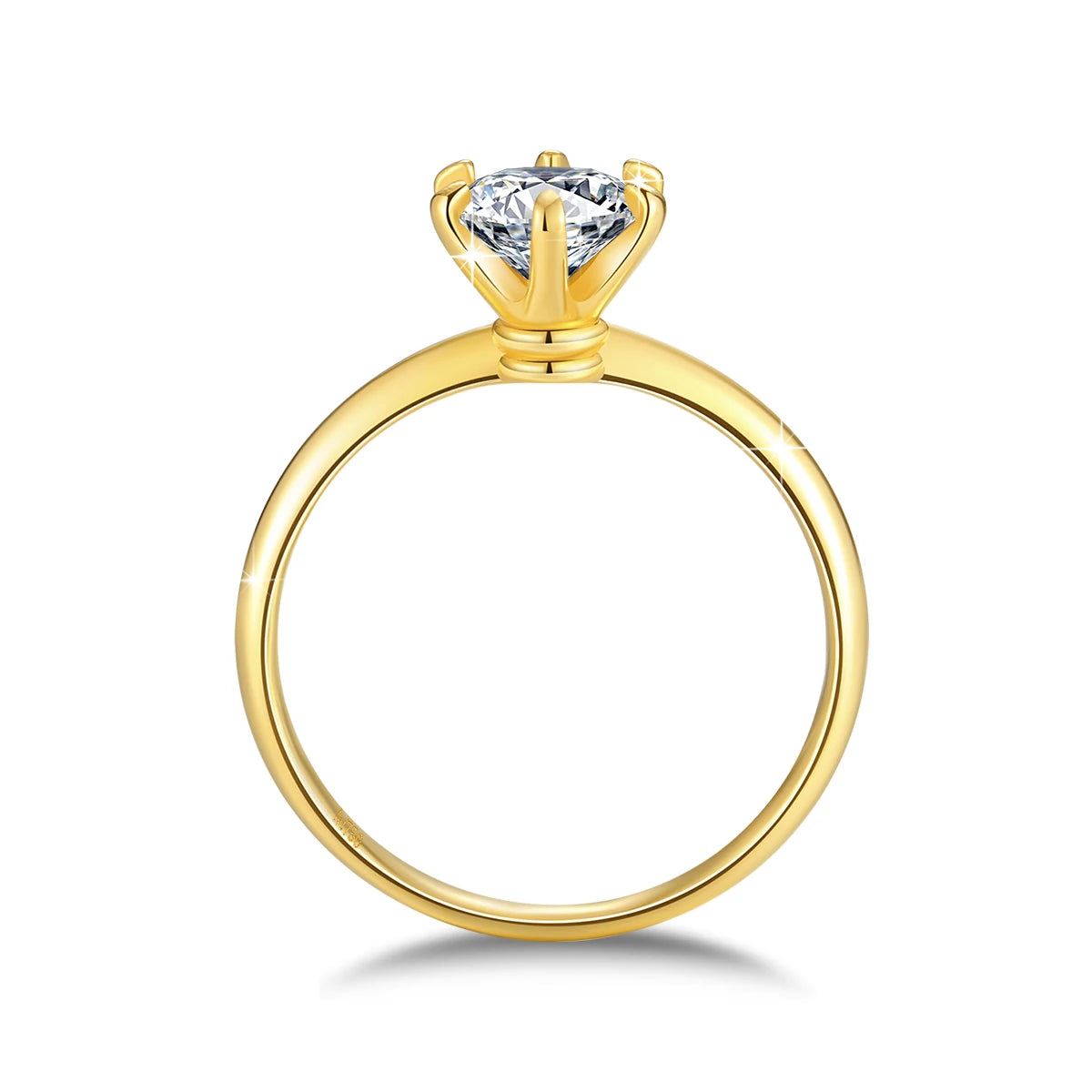 Dazzle Dime® 100% 14K Gold Moissanite Solitaire Ring | AU585 Certified | Elegant Wedding & Engagement Jewelry