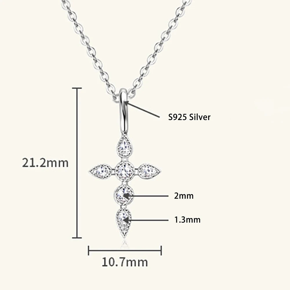 Dazzle Dime® D Color Moissanite Cross Necklace for Women – GRA Certified S925 Sterling Silver Jesus Pendant, 18K Gold Plated
