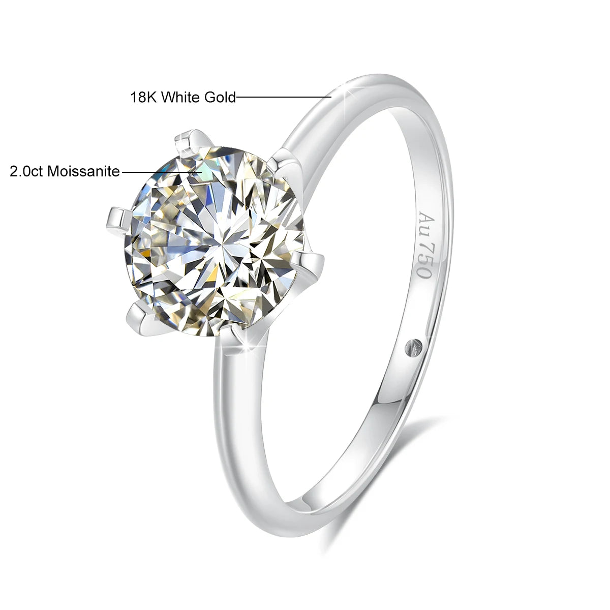 2Ct 1Ct VVS1 Moissanite Ring 18K Gold 100% Genuine for Women Wedding Anniversary Engagement Wedding Gift Fine Jewelry