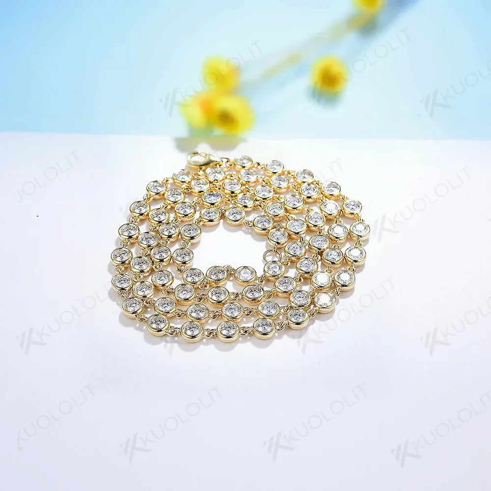 Moissanite Solitaire Necklace – 14K/10K/9K Solid Gold or 925 Silver, D/VVS1 3mm