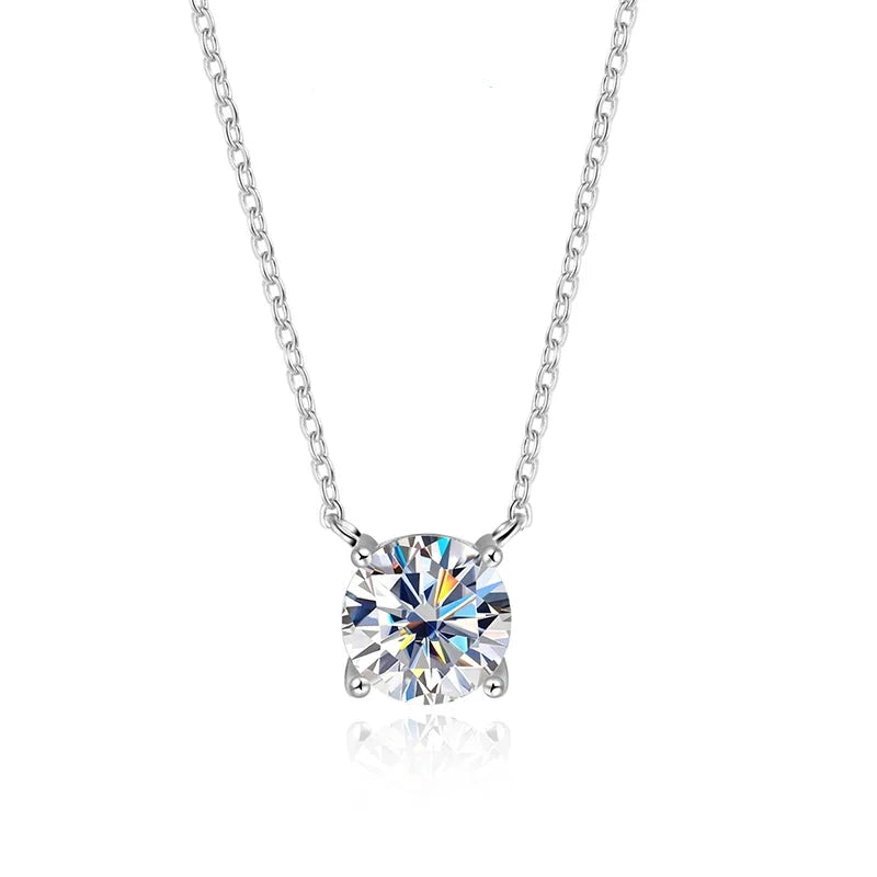 White Gold Plated 1-10CT Moissanite Necklace for Women Classic Four Claws Pendant Wedding Jewelry 925 Sterling Silver GRA