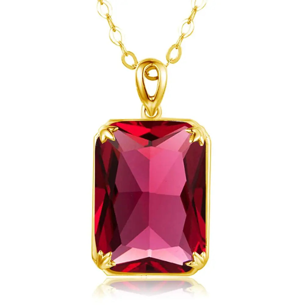 Dazzle Dime® Vintage Ruby Jewelry Set – 925 Sterling Silver Gold-Plated Necklace, Earrings, and Ring