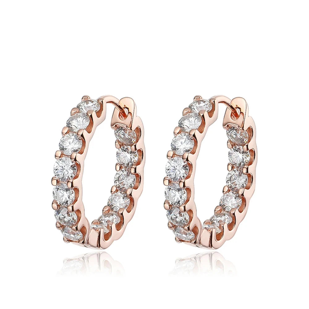Dazzle Dime 2.6CT D Color Moissanite Earring 925 Sterling Sliver White Gold Plated Hoop Earring