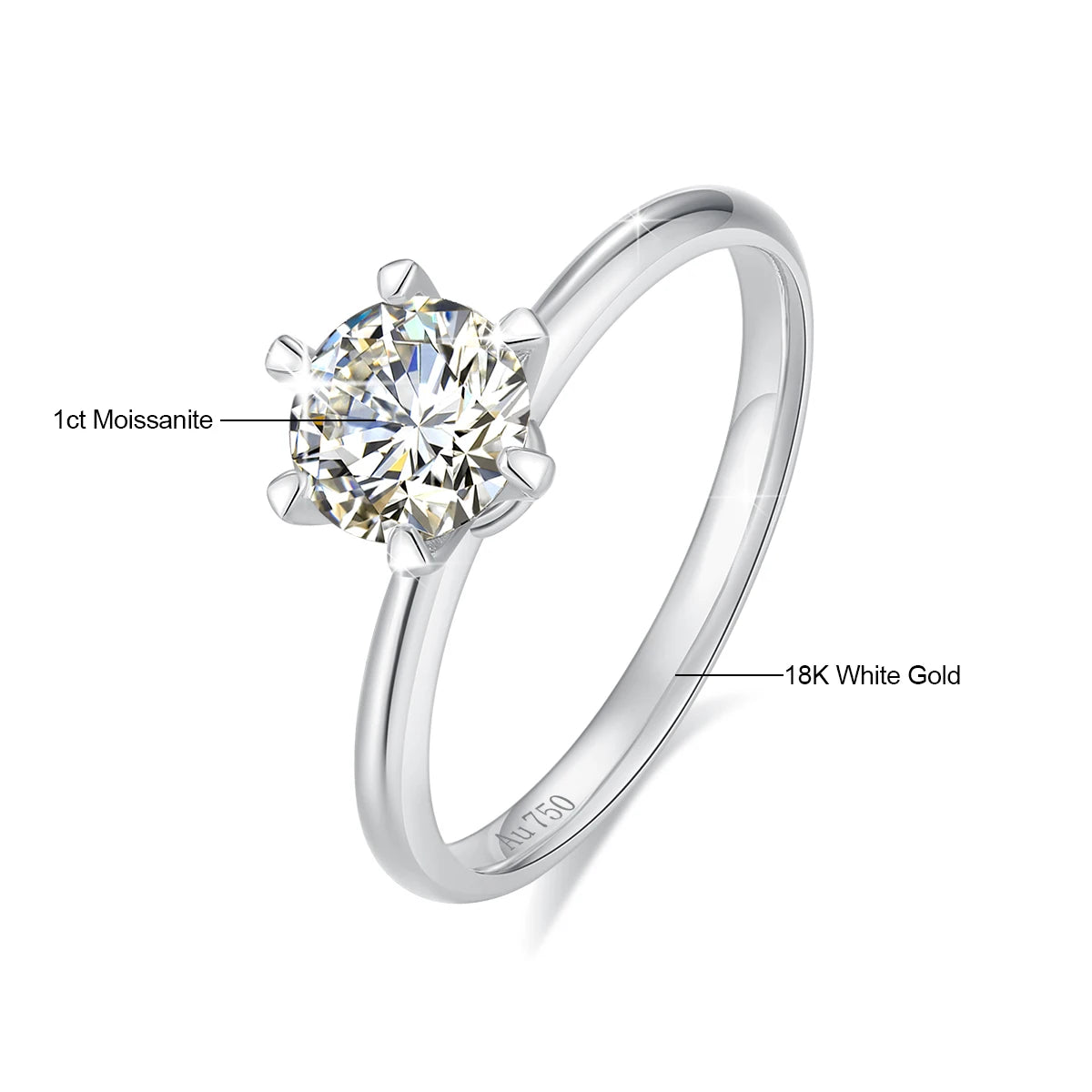Dazzle Dime® 18K Gold Moissanite Solitaire Ring | Certified Fine Jewelry for Women