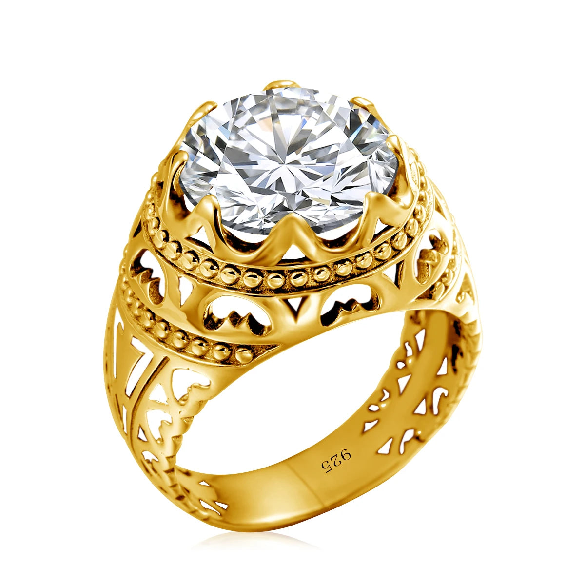 Dazzle Dime® Vintage Mystic Topaz Ring for Men | Genuine 925 Sterling Silver Round Cut Gemstone