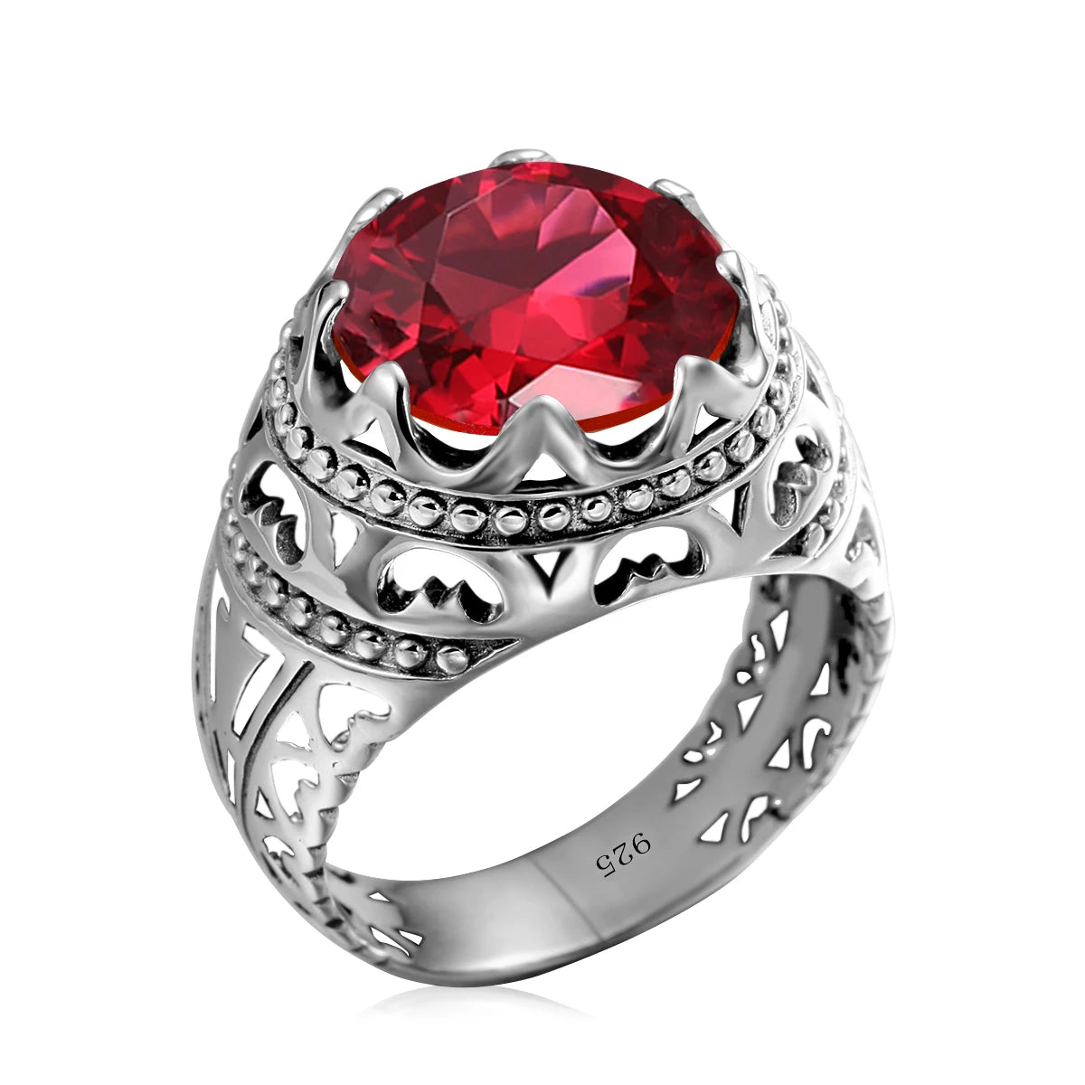 Dazzle Dime® Vintage Mystic Topaz Ring for Men | Genuine 925 Sterling Silver Round Cut Gemstone