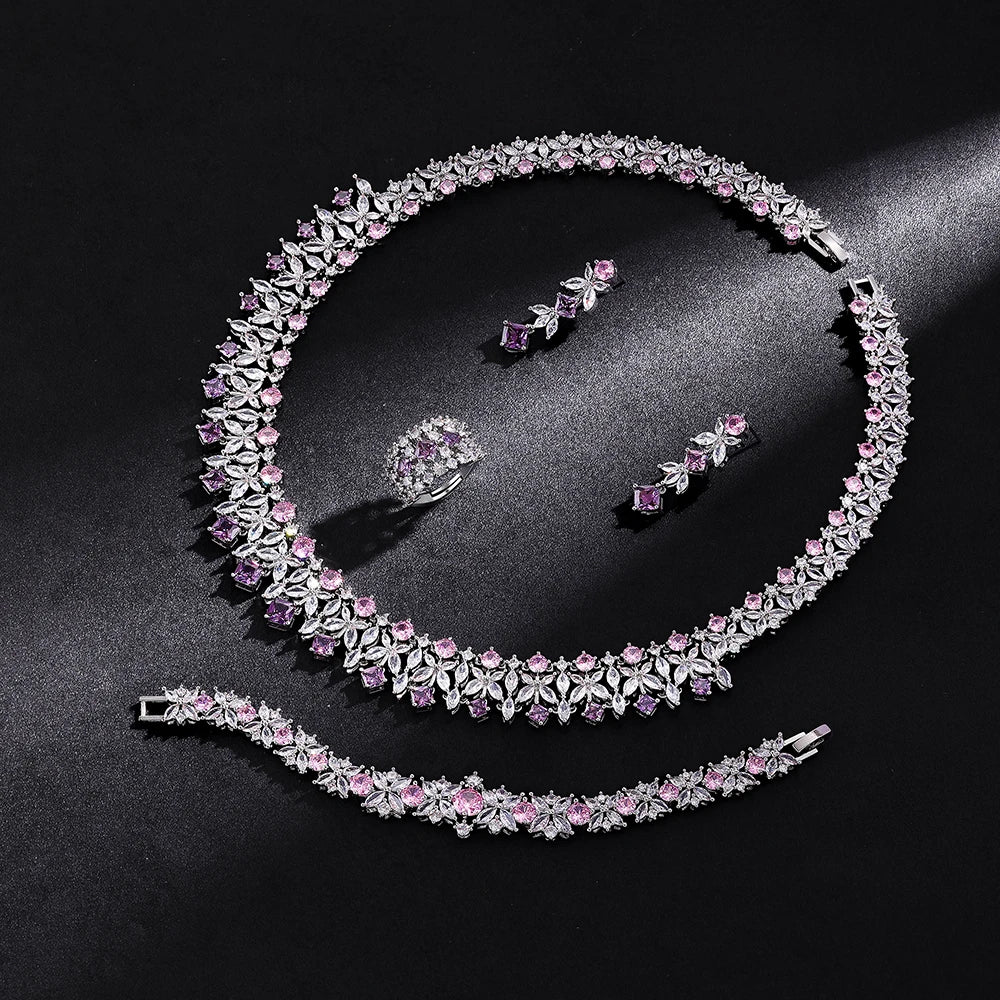 Cubic Zirconia Bridal Wedding Jewelry Set, Asian & African Crystal Wedding Jewelry Set - 4-Piece Ring