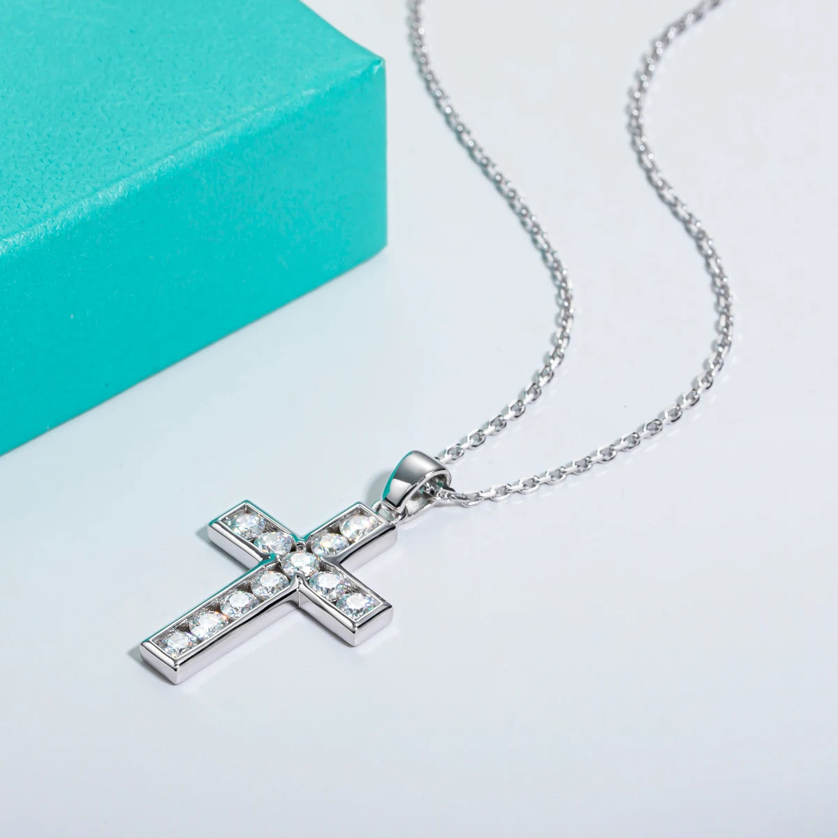 Dazzle Dime® 3.5MM 2.2CT D Color Moissanite Cross Pendant Necklace | 925 Sterling Silver