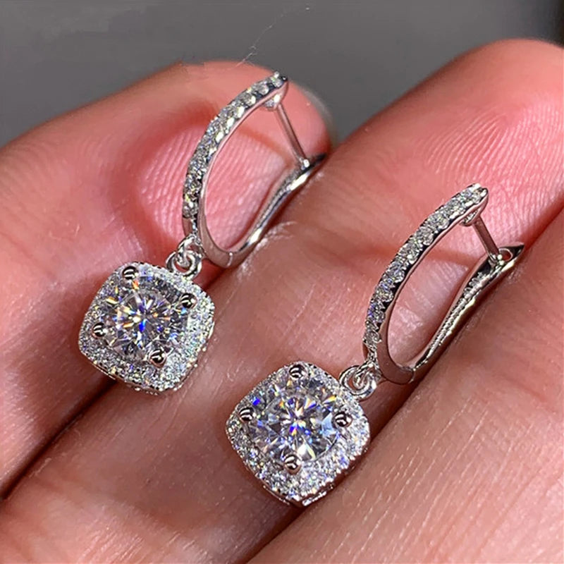 Dazzle Dime D Moissanite 3Ct Earrings in 925 Sterling Silver – Certified Moissanite Hoop, Drop, and Huggie Styles