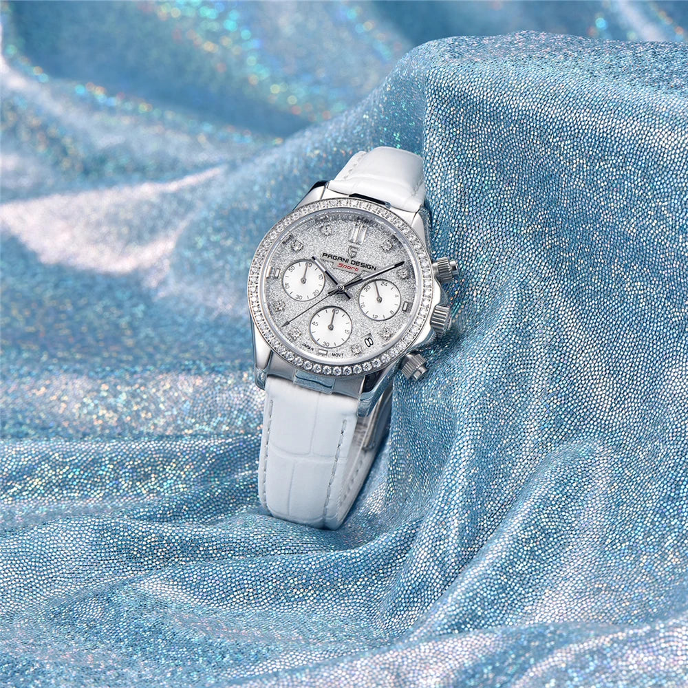 Women's Quartz Wrist Watch Sapphire Stainless Steel Noble Chronograph Relogio Feminino PD1730
