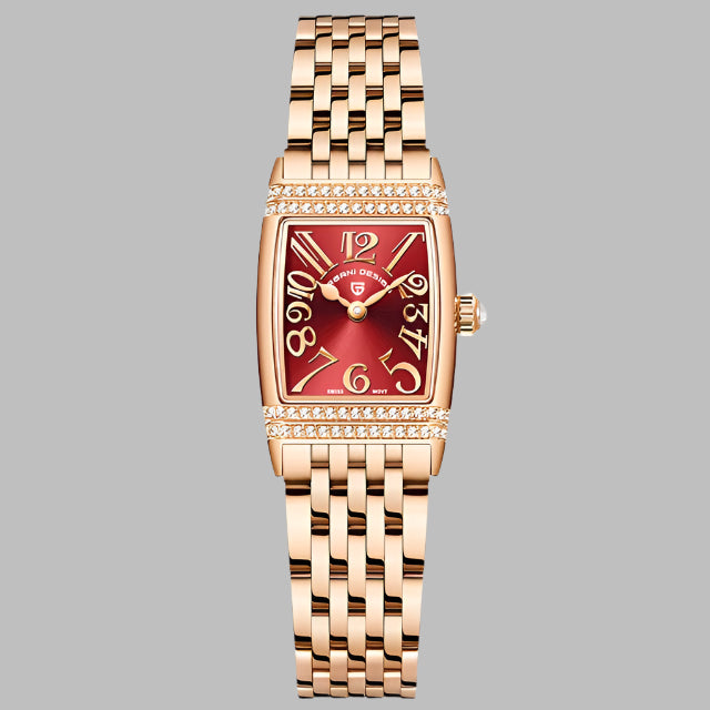 Women's Sapphire Crystal Quartz Watch, Luxury Accessories, Waterproof up to 50 Meters, Stainless Steel, 22Mm
